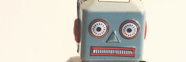 face of wind-up robot toy